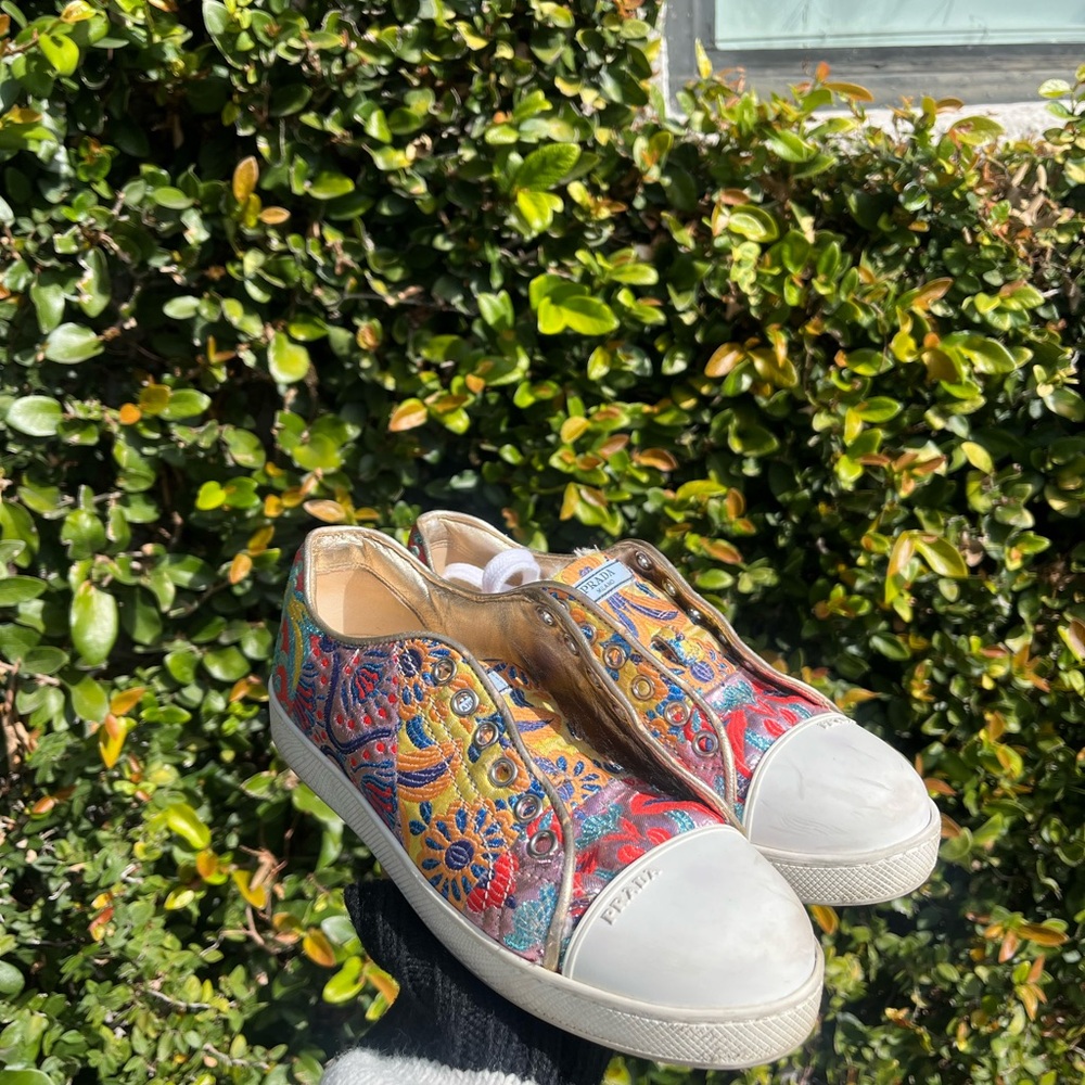Prada Multicolor Embroidered Sneakers very RARE
